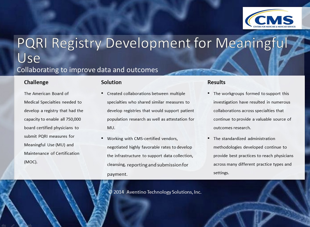 Case Study for PQRI Reporting